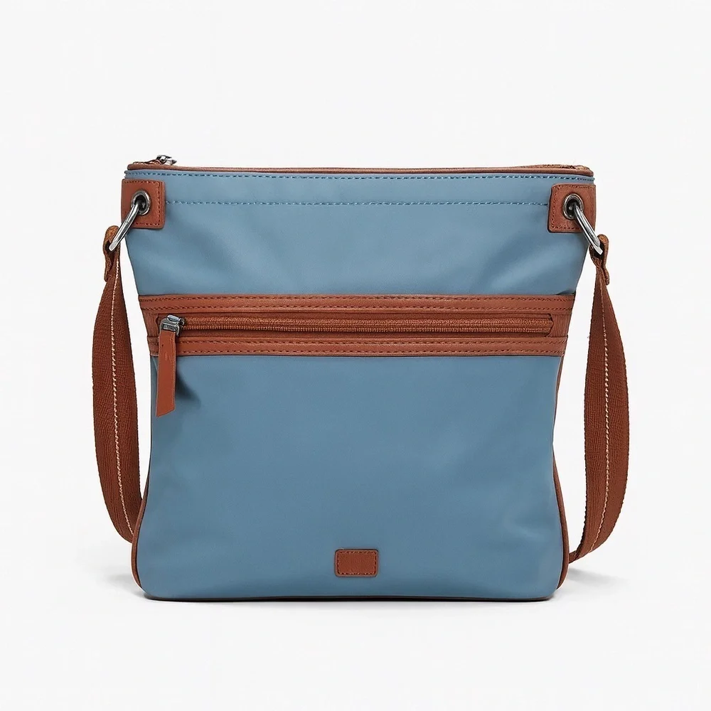 👜 The Sak Blue Nylon & Faux Leather Crossbody Bag